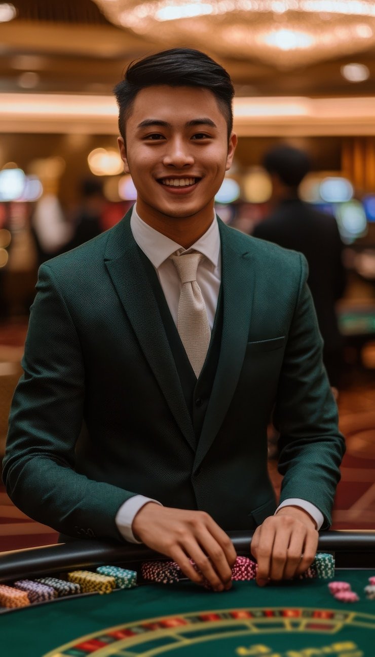 Suasana Live Casino dengan dealer dan meja permainan dalam format digital real-time